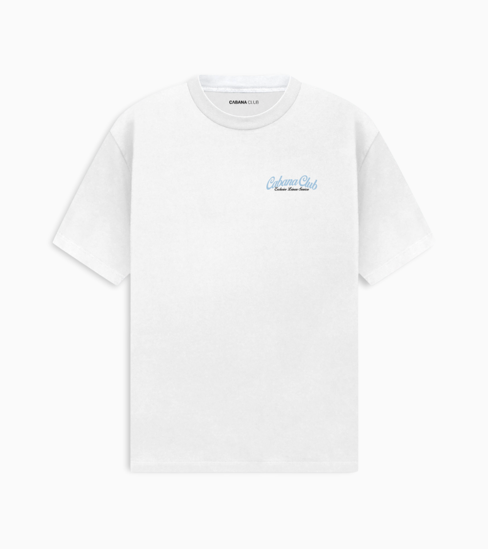 Vacation Tee- White/Light Blue