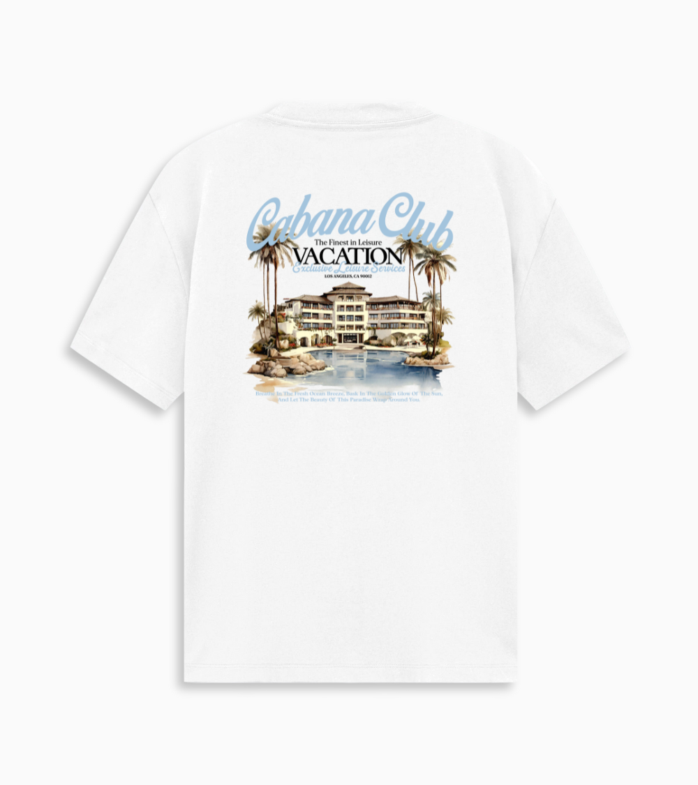 Vacation Tee- White/Light Blue